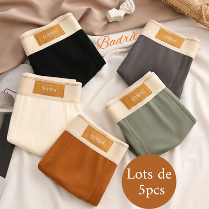 Lots de 5 Boxers Badra Pure Coton - Qualité Premium