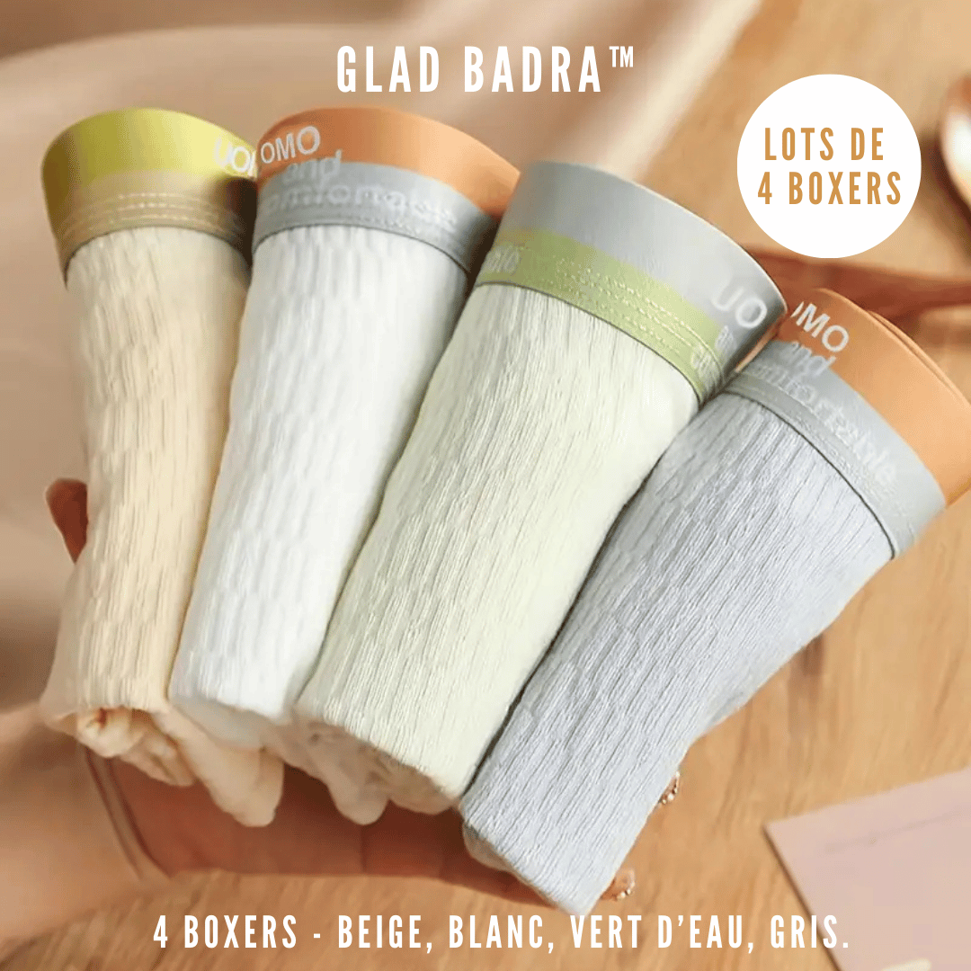 Glad Badra™ Boxer Ultra Doux Pur Coton Résistant  [Lot de 4 Pièces]