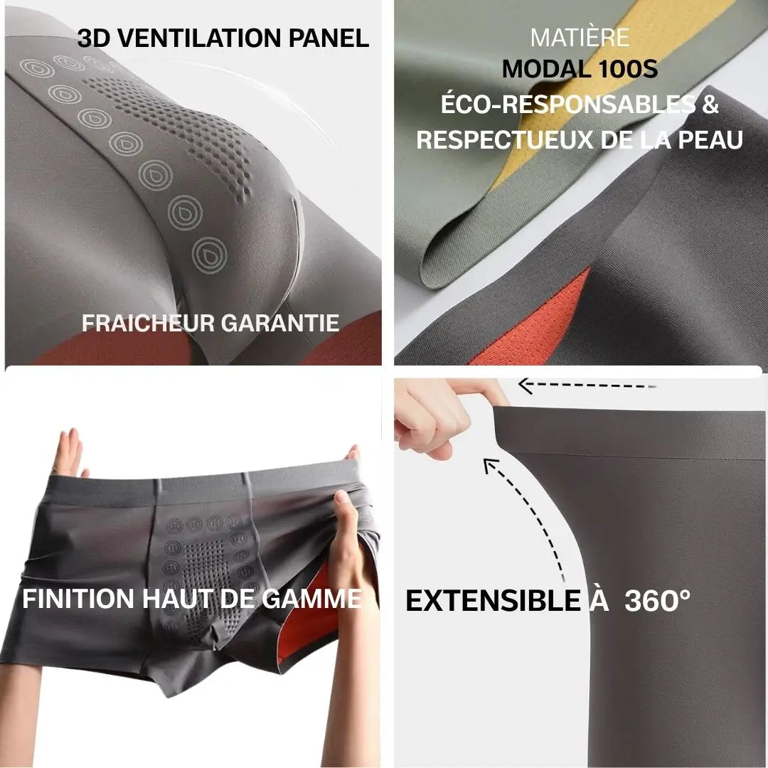 Le Boxer Double Poche 3D Ventilée – Anti-Odeur, Anti-Irritation.